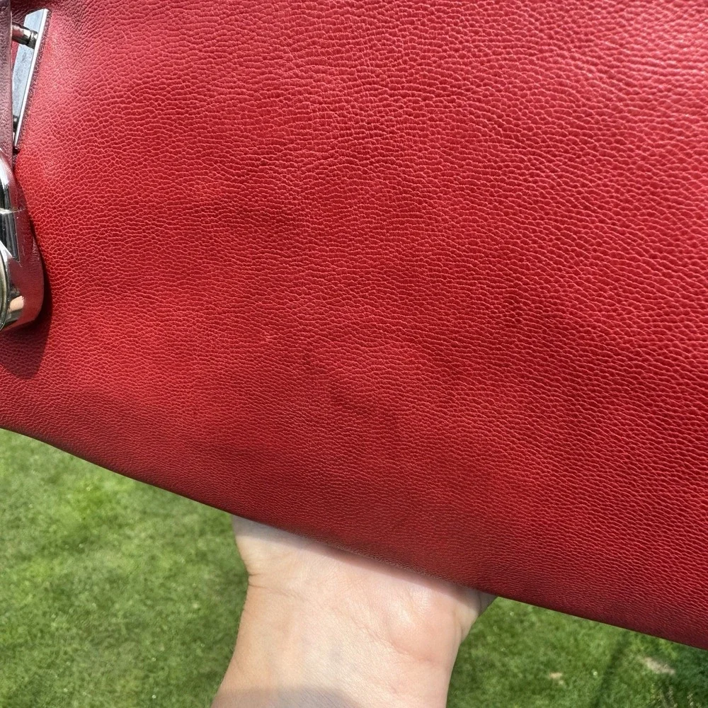 Michael Kors Red Leather Handbag Purse Shoulder Bag ~ Crossbody Strap